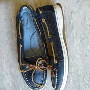 Sperry Navy and Gold Flats